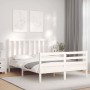 White solid wood bed frame with headboard 120x200 cm by vidaXL, Beds and slatted bases - Ref: Foro24-3193852, Price: 119,48 €...