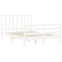 White solid wood bed frame with headboard 120x200 cm by vidaXL, Beds and slatted bases - Ref: Foro24-3193852, Price: 119,48 €...