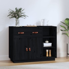 Solid black pine wood sideboard 98.5x40x75 cm by vidaXL, Sideboards - Ref: Foro24-820141, Price: 143,92 €, Discount: %