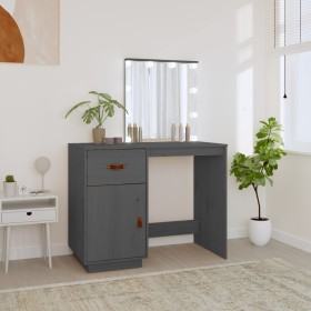 Dressing table with LED solid gray pine wood 95x50x133.5 cm by vidaXL, Bedroom Dressers - Ref: Foro24-820094, Price: 194,99 €...