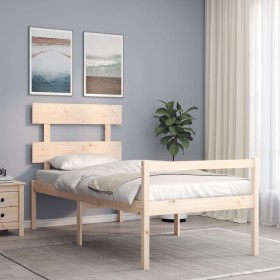 Bed for seniors with solid wood headboard 100x200cm by vidaXL, Beds and slatted bases - Ref: Foro24-3195341, Price: 127,99 €,...