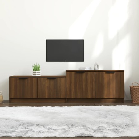 Brown oak plywood TV cabinet 158.5x36x45 cm by vidaXL, TV Furniture - Ref: Foro24-817125, Price: 69,13 €, Discount: %