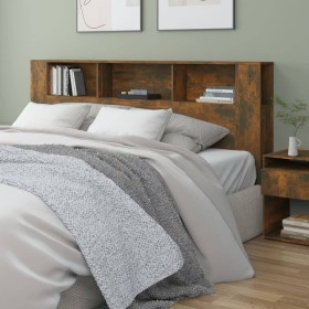 Smoked oak headboard cabinet 200x18.5x104.5 cm by vidaXL, Headboards and footboards - Ref: Foro24-817279, Price: 97,99 €, Dis...