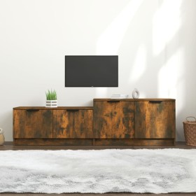 TV stand made of smoked oak plywood, measuring 158.5x36x45cm. by vidaXL, TV Furniture - Ref: Foro24-817123, Price: 82,99 €, D...