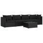 5-teiliges Gartensofa-Set und schwarze synthetische Rattankissen von vidaXL, Gartensets - Ref: Foro24-3101432, Preis: 376,92 ...