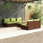 Set muebles de jardín 6 piezas y cojines ratán sintético marrón de vidaXL, Conjuntos de jardín - Ref: Foro24-3101452, Precio:...