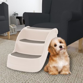 Folding dog ladder 3 steps cream plastic 50x38x38cm by vidaXL, Pet Steps and Ramps - Ref: Foro24-152233, Price: 56,02 €, Disc...