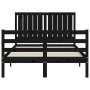 Double bed frame with black solid wood headboard by vidaXL, Beds and slatted bases - Ref: Foro24-3194740, Price: 147,28 €, Di...