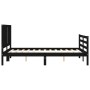 Double bed frame with black solid wood headboard by vidaXL, Beds and slatted bases - Ref: Foro24-3194740, Price: 147,28 €, Di...