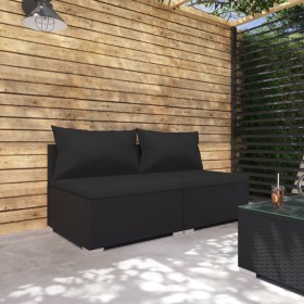 2-piece garden furniture set and black synthetic rattan cushions by vidaXL, Garden sets - Ref: Foro24-3101392, Price: 154,41 ...