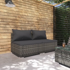 2-piece garden furniture set and gray synthetic rattan cushions by vidaXL, Garden sets - Ref: Foro24-3101397, Price: 153,00 €...