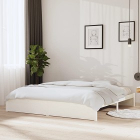 Solid white pine wood bed frame 200x200 cm by vidaXL, Beds and slatted bases - Ref: Foro24-833250, Price: 215,44 €, Discount: %