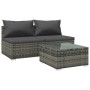 Set de muebles de jardín 3 pzas y cojines ratán sintético gris de vidaXL, Conjuntos de jardín - Ref: Foro24-3101405, Precio: ...