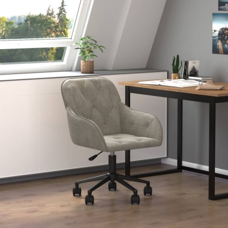 Light Gray Velvet Swivel Office Chair by vidaXL, Office chairs - Ref: Foro24-344867, Price: 96,57 €, Discount: %