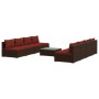 Set muebles de jardín 9 piezas y cojines ratán sintético marrón de vidaXL, Conjuntos de jardín - Ref: Foro24-3101475, Precio:...