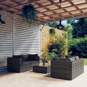 5-teiliges Gartenmöbel-Set und graue synthetische Rattankissen von vidaXL, Gartensets - Ref: Foro24-3101485, Preis: 448,99 €,...