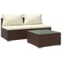 Set muebles de jardín 3 piezas y cojines ratán sintético marrón de vidaXL, Conjuntos de jardín - Ref: Foro24-3101402, Precio:...