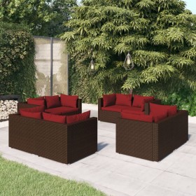 Set of 8-piece garden sofas and brown synthetic rattan cushions by vidaXL, Garden sets - Ref: Foro24-3101555, Price: 640,99 €...