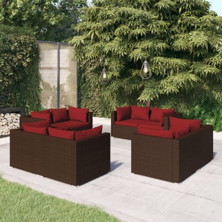 Set of 8-piece garden sofas and brown synthetic rattan cushions by vidaXL, Garden sets - Ref: Foro24-3101555, Price: 642,51 €...