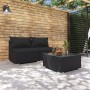 Set de muebles de jardín 3 pzas y cojines ratán sintético negro de vidaXL, Conjuntos de jardín - Ref: Foro24-3101400, Precio:...