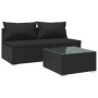 Set de muebles de jardín 3 pzas y cojines ratán sintético negro de vidaXL, Conjuntos de jardín - Ref: Foro24-3101400, Precio:...