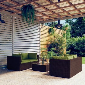 Garden set with 5 pieces of sofas and brown synthetic rattan cushions. by vidaXL, Garden sets - Ref: Foro24-3101484, Price: 5...