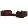 Set muebles de jardín 5 piezas y cojines ratán sintético marrón de vidaXL, Conjuntos de jardín - Ref: Foro24-3101483, Precio:...