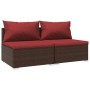 Set muebles de jardín 2 piezas y cojines ratán sintético marrón de vidaXL, Conjuntos de jardín - Ref: Foro24-3101395, Precio:...