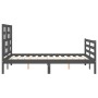 Gray solid wood bed frame with headboard 120x200 cm by vidaXL, Beds and slatted bases - Ref: Foro24-3194893, Price: 150,44 €,...