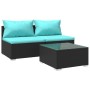 Set de muebles de jardín 3 pzas y cojines ratán sintético negro de vidaXL, Conjuntos de jardín - Ref: Foro24-3101401, Precio:...