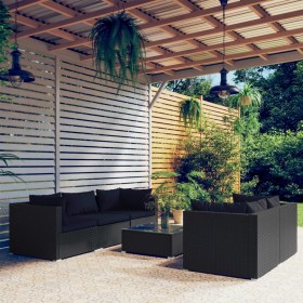 6-piece garden sofa set and black synthetic rattan cushions by vidaXL, Garden sets - Ref: Foro24-3101488, Price: 470,10 €, Di...