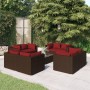 Set muebles de jardín 9 piezas y cojines ratán sintético marrón de vidaXL, Conjuntos de jardín - Ref: Foro24-3101563, Precio:...