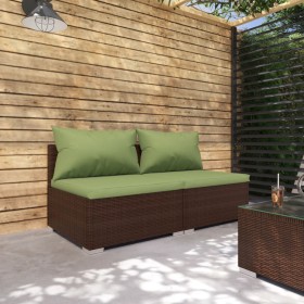 Gartenmöbel Set 2 Stück und Kissen Kunststoff Rattan braun von vidaXL, Gartensets - Ref: Foro24-3101396, Preis: 144,99 €, Rab...