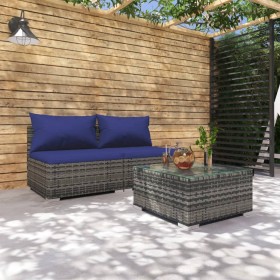 3-piece garden furniture set with gray synthetic rattan cushions by vidaXL, Garden sets - Ref: Foro24-3101406, Price: 213,99 ...