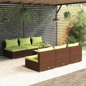 7-teiliges Gartenmöbel-Set und braune synthetische Rattankissen von vidaXL, Gartensets - Ref: Foro24-3101460, Preis: 659,66 €...