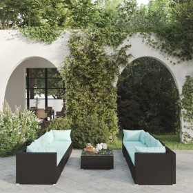 9-teiliges Gartenmöbel-Set und schwarze synthetische Rattankissen von vidaXL, Gartensets - Ref: Foro24-3101513, Preis: 805,99...