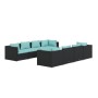 Set de muebles de jardín 9 pzas y cojines ratán sintético negro de vidaXL, Conjuntos de jardín - Ref: Foro24-3101513, Precio:...