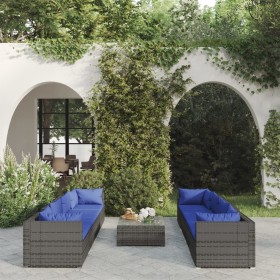 9-piece garden furniture set and gray synthetic rattan cushions by vidaXL, Garden sets - Ref: Foro24-3101518, Price: 582,99 €...