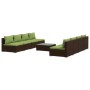 Set muebles de jardín 9 piezas y cojines ratán sintético marrón de vidaXL, Conjuntos de jardín - Ref: Foro24-3101476, Precio:...