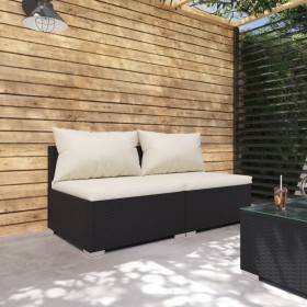 2-piece garden furniture set and black synthetic rattan cushions by vidaXL, Garden sets - Ref: Foro24-3101391, Price: 163,34 ...