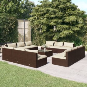 Gartenmöbelset 13-teilig und braune synthetische Rattankissen von vidaXL, Gartensets - Ref: Foro24-3101578, Preis: 1,00 €, Ra...