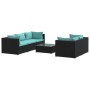 6-teiliges Gartensofa-Set und schwarze synthetische Rattankissen von vidaXL, Gartensets - Ref: Foro24-3101489, Preis: 525,75 ...