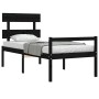 Bed frame with black solid wood headboard 100x200 cm by vidaXL, Beds and slatted bases - Ref: Foro24-3195345, Price: 101,43 €...