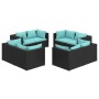 Set de muebles de jardín 8 pzas y cojines ratán sintético negro de vidaXL, Conjuntos de jardín - Ref: Foro24-3101553, Precio:...