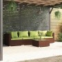 5-teiliges Gartensofa-Set und braune synthetische Rattankissen von vidaXL, Gartensets - Ref: Foro24-3101436, Preis: 427,54 €,...