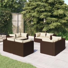 8-teiliges Gartenmöbel-Set und braune synthetische Rattankissen von vidaXL, Gartensets - Ref: Foro24-3101554, Preis: 770,99 €...