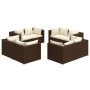 Set muebles de jardín 8 piezas y cojines ratán sintético marrón de vidaXL, Conjuntos de jardín - Ref: Foro24-3101554, Precio:...