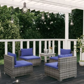 4-piece garden furniture set with gray synthetic rattan cushions by vidaXL, Garden sets - Ref: Foro24-3101534, Price: 293,99 ...