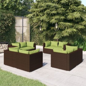 8-teilige Gartensofagarnitur und braune synthetische Rattankissen von vidaXL, Gartensets - Ref: Foro24-3101556, Preis: 705,99...