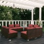 Set muebles de jardín 8 piezas y cojines ratán sintético marrón de vidaXL, Conjuntos de jardín - Ref: Foro24-3101539, Precio:...